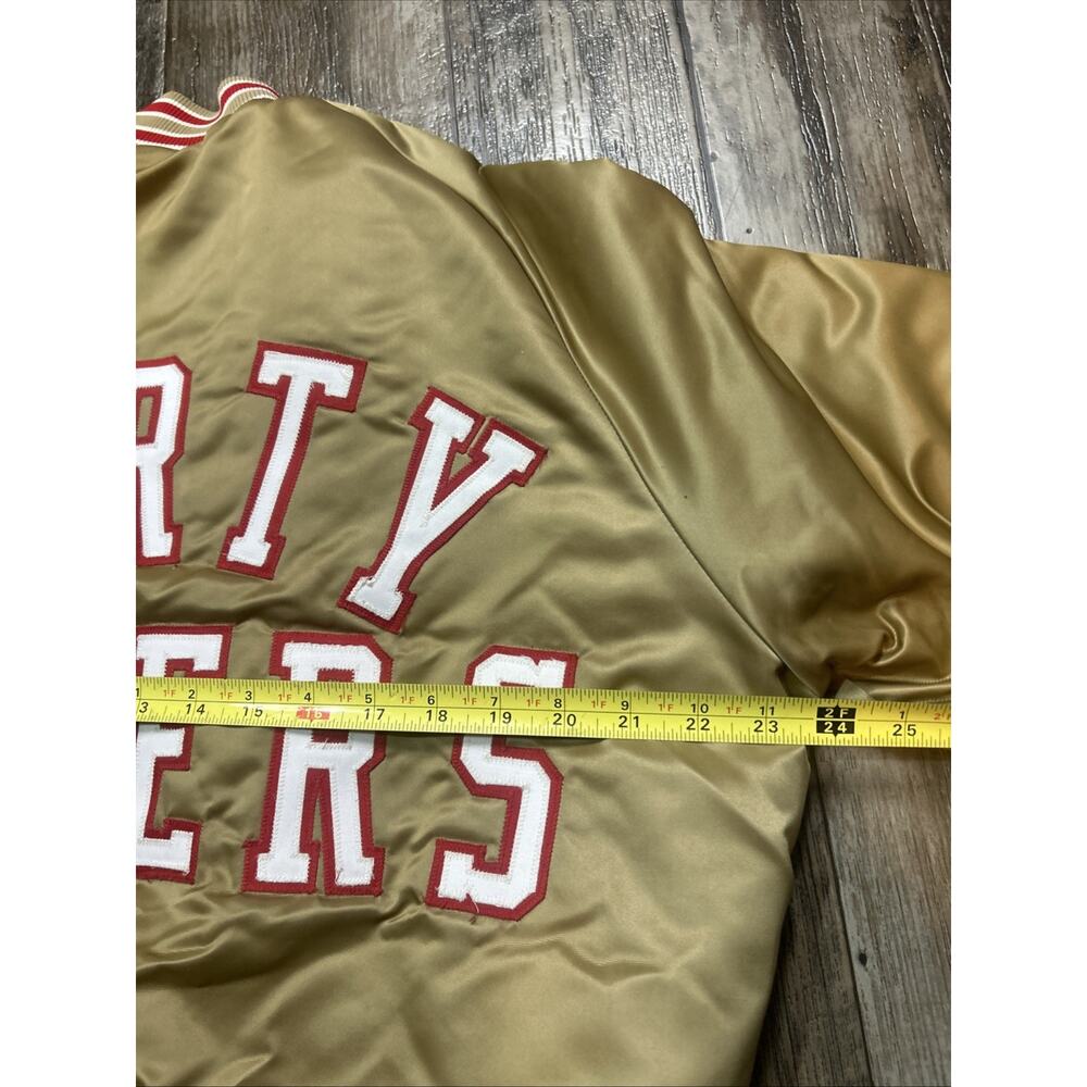 Vintage San Francisco 49ers Spell Out Gold Satin Jacket Size S Stahl-Urban - Picture 6 of 6